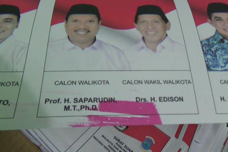Tumpahan tinta ditemukan pada kertas suara Pilkada Pangkal Pinang 2018