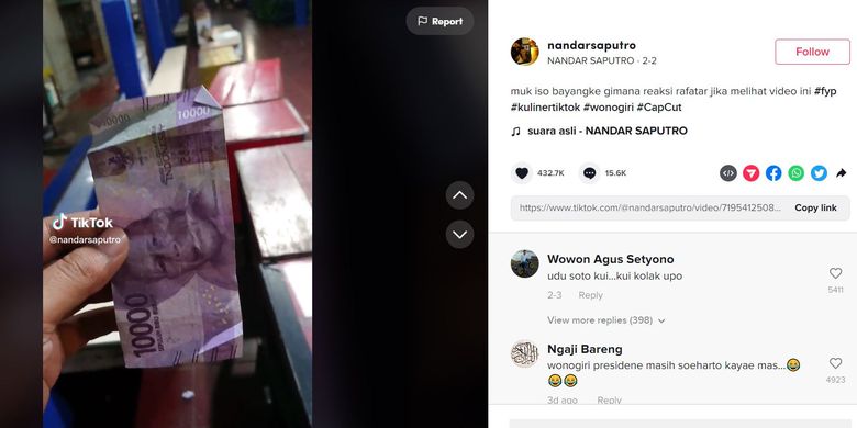 Viral, video dengan uang Rp 10.000 bisa makan 3 kali sehari di Wonogiri.