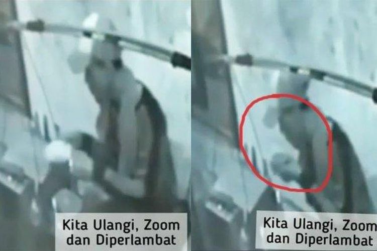 Tangakapan layar video rekaman CCTV, seorang pedagang bakso keliling diduga meludahi mangkuk bakso pembelinya, Senin (22/6/2020). (Istimewa)