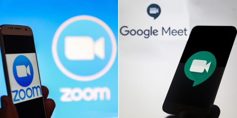 Dua layanan meeting online, Zoom Meetings vs Google Meet.