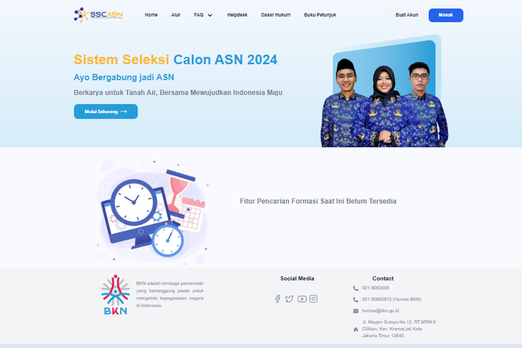 Tangkapan layar laman SSCASN CPNS 2024. SSCASN CPNS 2024. Link pendaftaran CPNS 2024, cara daftar CPNS 2024, cara cek formasi CPNS 2024.