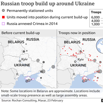 Persebaran pasukan Rusia di sekitar Ukraina.