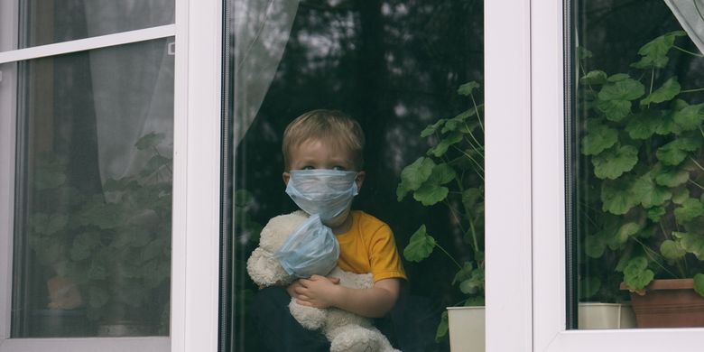 Ilustrasi anak-anak pada masa pandemi virus corona