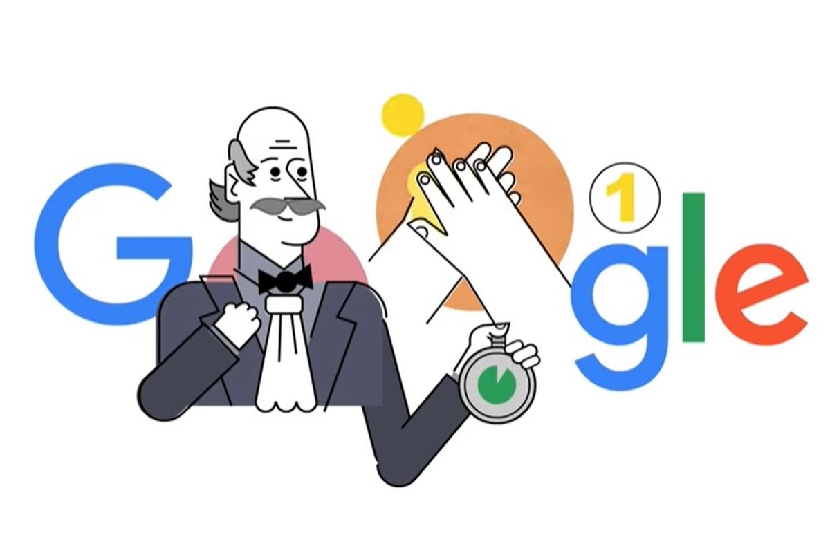 Google Doodle hari ini, Jumat (20/3/2020) menampilkan sosok Ignas Semmelweiz sebagai pelopor cuci tangan. 