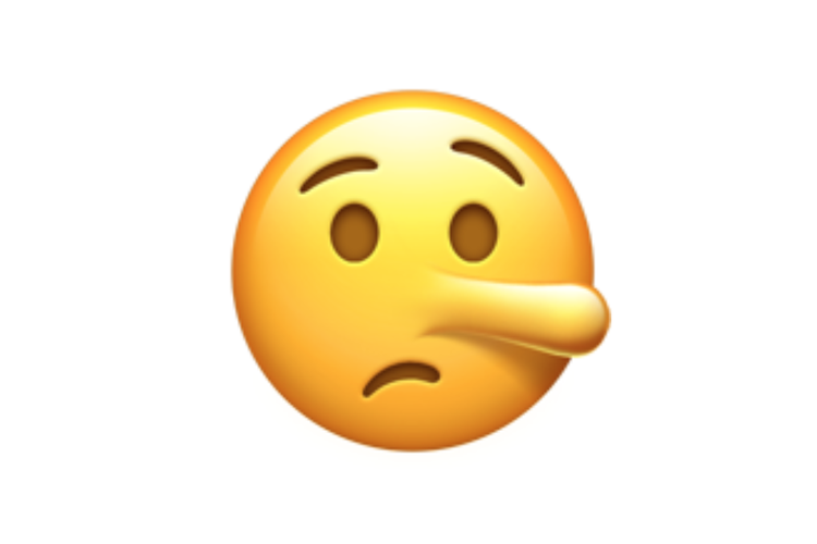 Ilustrasi emoji wajah dengan hidung panjang.