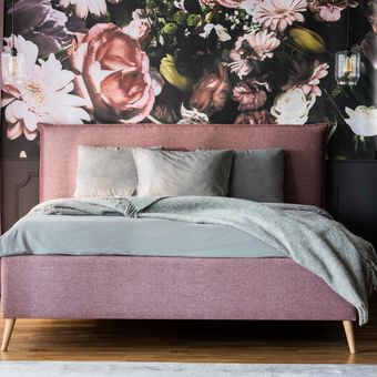 Ilustrasi kamar tidur bermotif bunga