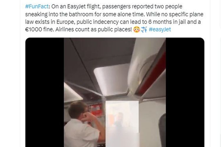 Tangkapan layar video yang merekam penumpang ketahuan berhubungan badan di toilet pesawat