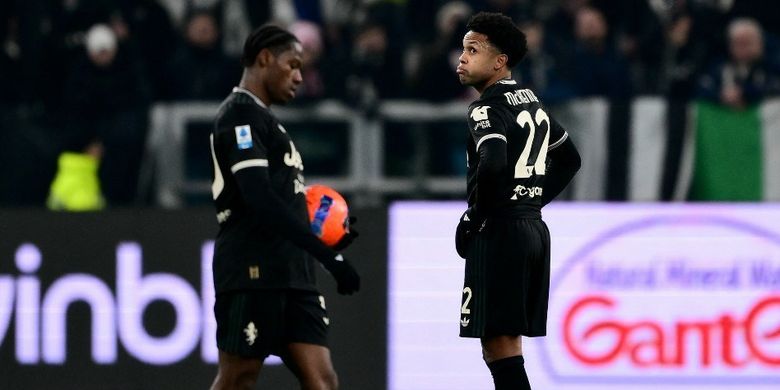 Reaksi gelandang Juventus Weston McKennie pada laga Juventus vs Lecce digelar di Allianz Stadium, Minggu (4/1/2026) dini hari WIB.