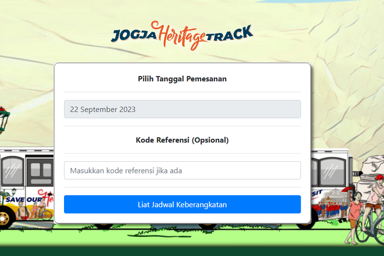 Laman reservasi tiket Bus Heritage Track