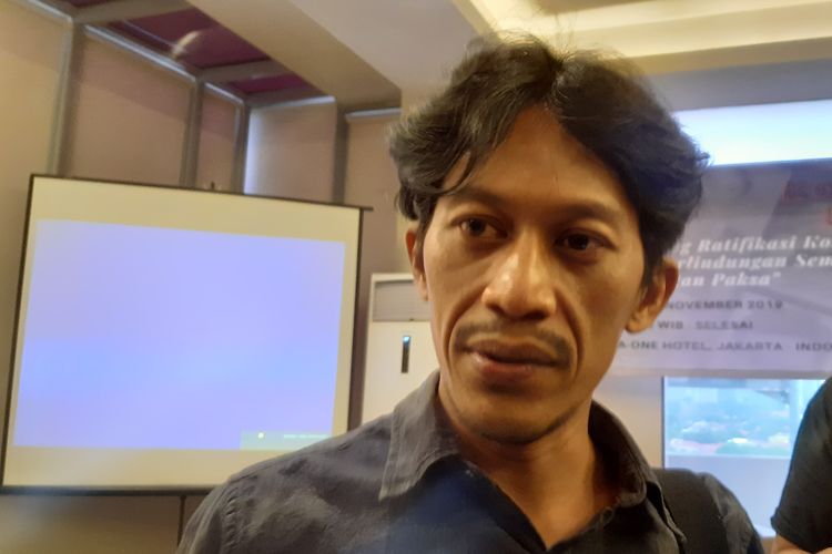 Wakil Koordinator Kontras Feri Kusuma saat di Hotel Aeon, Jakarta, Selasa (26/11/2019).