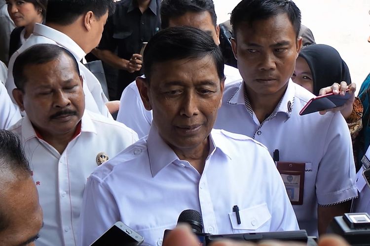 Wiranto saat datang ke Kantor Kemenkopolhukam, Rabu (22/10/2019).