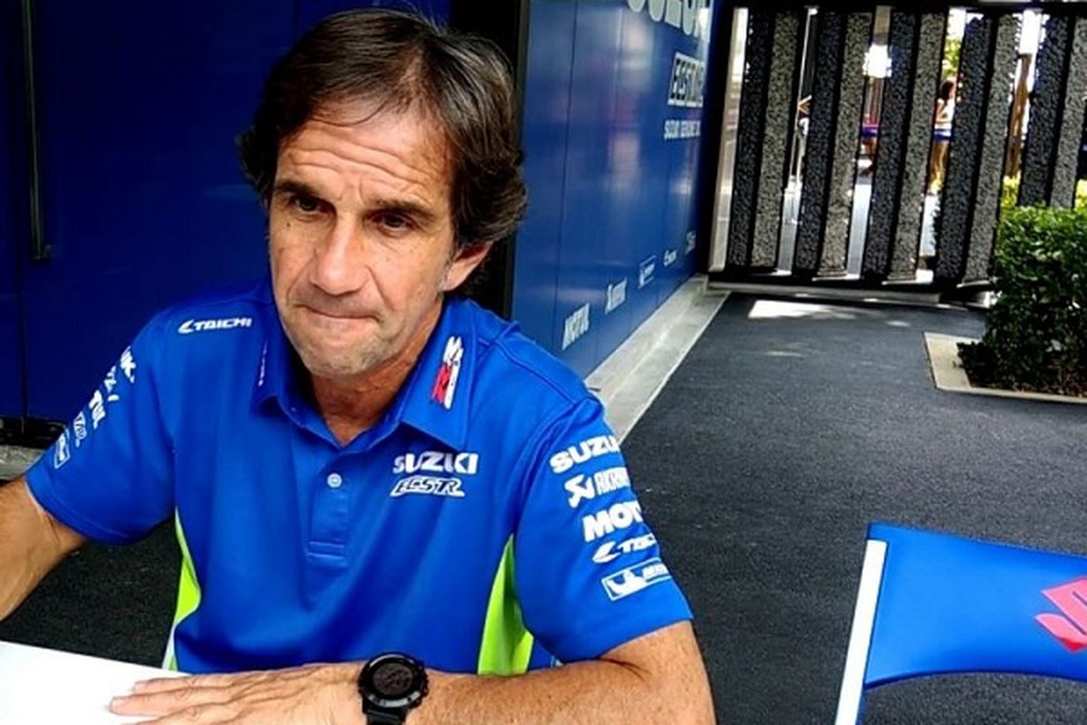 Manajer tim Suzuki Ecstar Davide Brivio saat memberikan keterangan kepada jurnalis Indonesia di Sepang, Malaysia, Jumat(27/10/2017). 