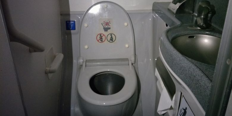 Lavatory Boeing 737- 800 berkapasitas 162 penumpang milik Garuda Indonesia. 