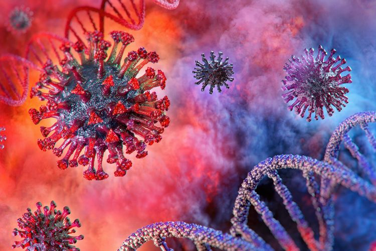 Ilustrasi 3D virus corona yang menyebabkan Covid-19