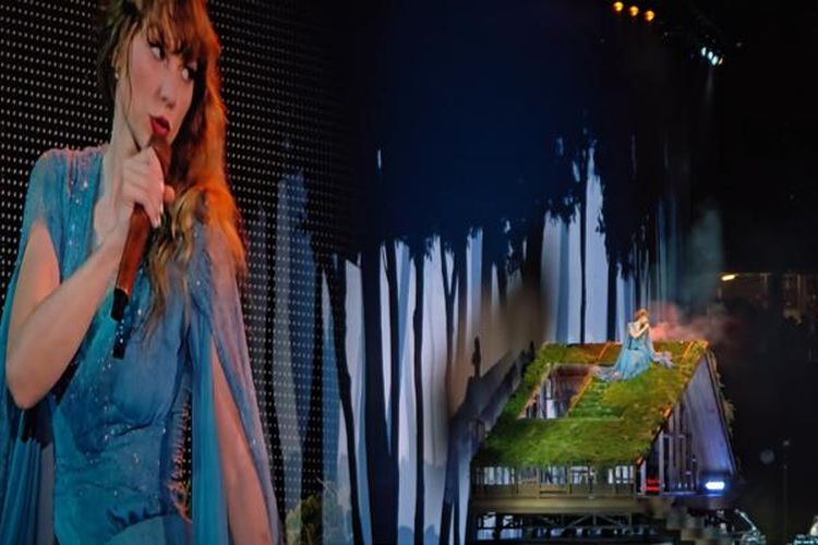 Bidikan kamera Samsung Galaxy S24 Ultra dalam konser Taylor Swift The Eras Tour Singapore dengan fitur zoom 5x.