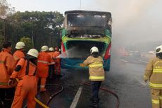 Bus Penumpang Terbakar di Ruas Tol JLB Arah Cengkareng