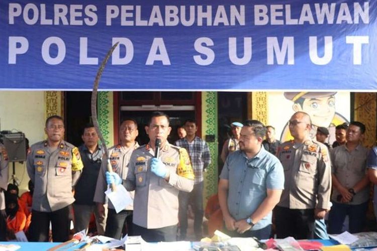 Polres Belawan menggelar hasil kejahatan curas, curat dan curanmor dalam Operasi Sikat Toba 2023. 