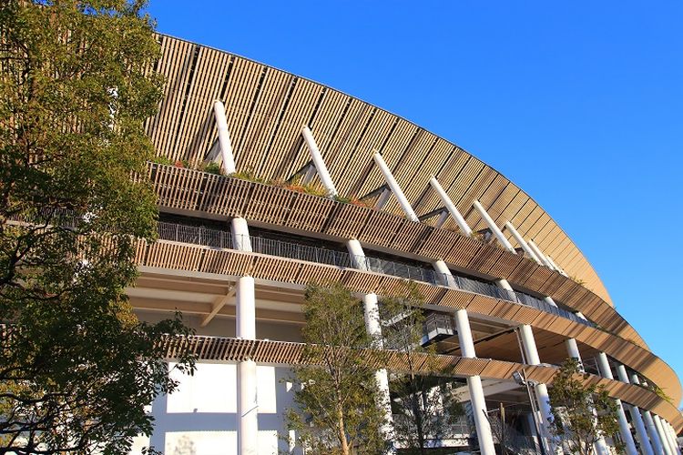 Tokyo National Stadium yang digunakan untuk Olimpiade Tokyo 2020 di Shinjuku, Tokyo, Jepang.