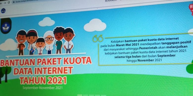 Bantuan kuota data internet gratis dari Kemendikbu Ristek 2021.