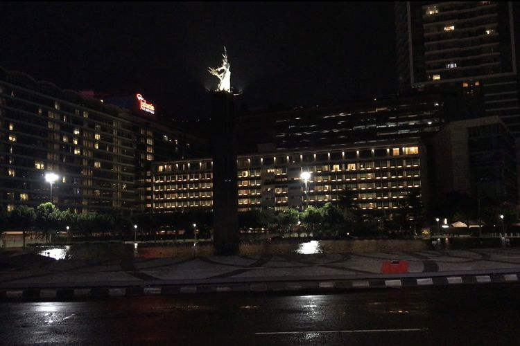Suasana Bundaran Hotel Indonesia, Jakarta Pusat pada Jumat (1/1/2021).