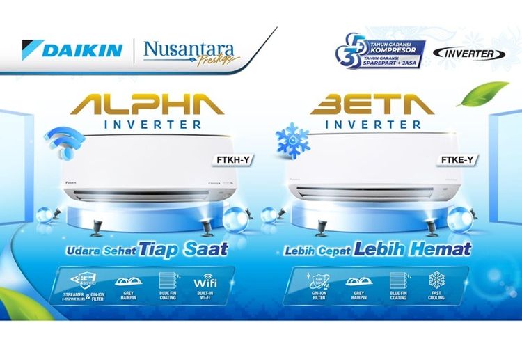 AC DAIKIN ALPHA Inverter dan DAIKIN BETA Inverter.