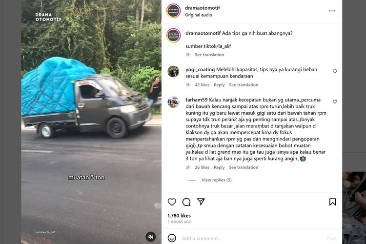 Video viral di media sosial memperlihatkan Daihatsu Gran Max pikap yang membawa barang atau muatan seberat 3 ton gagal menanjak di salah satu jalan.