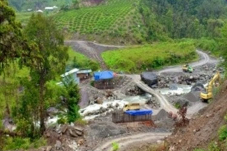 Lokasi pembangunan jembatan di Jalan Trans Papua, di Kali Yigi-Kali Aurak, Distrik Yigi, Kabupaten Nduga, Papua. 