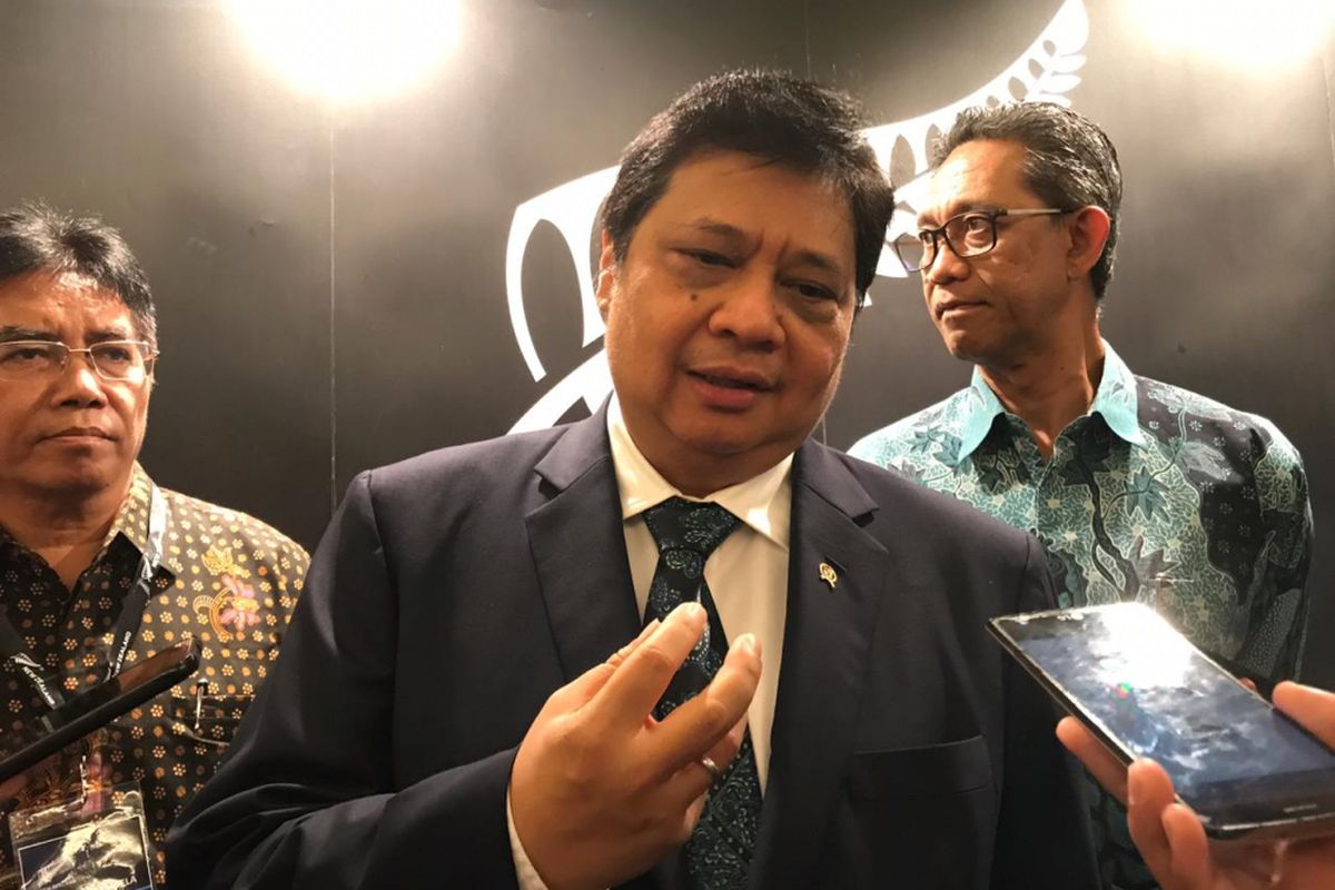 Menteri Perindustrian Airlangga Hartanto di Jakarta, Kamis (3/10/2018)
