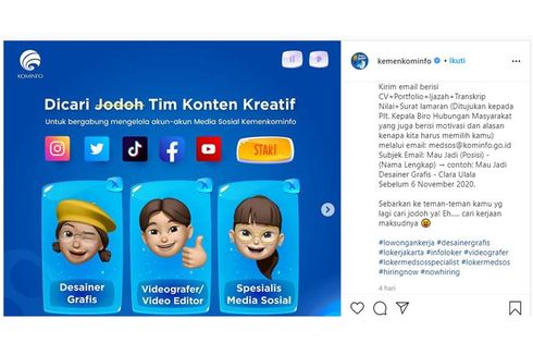 Kominfo Buka Lowongan Kerja untuk Pengelola Media Sosial, Berminat?