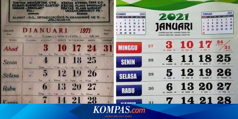 Foto Viral Kalender 1971 Disebut Kembar Dengan 2021 Apa Penjelasannya Halaman All Kompas Com