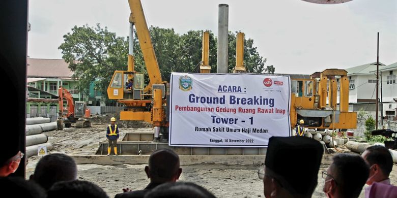Gubernur Sumut Edy Rahmayadi saat peletakan batu pertama pembangunan RSU Haji Medan, Rabu (16/11/2022)
