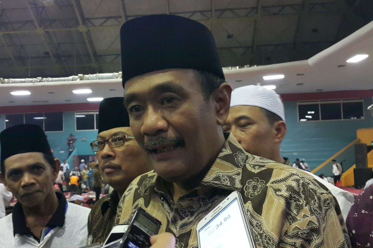 Pelaksana Tugas Gubernur DKI Jakarta Djarot Saiful Hidayat di GOR Soemantri Brodjonegoro, Kuningan, Jakarta Selatan, Selasa (13/6/2017). 