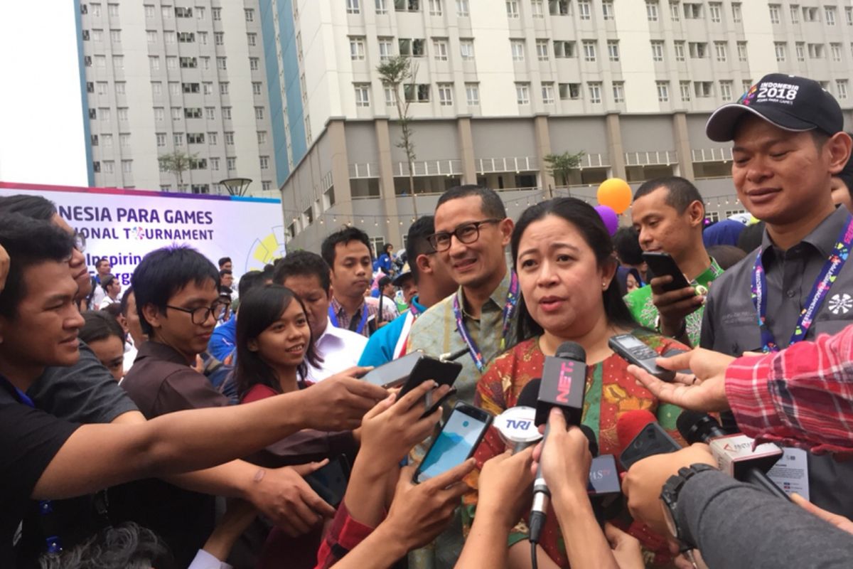 Sandiaga Uno dan Puan Maharani Cek Kesiapan Kamar Atlet Asian Games di Wisma Atlet Kemayoran, Rabu (4/7/2018)