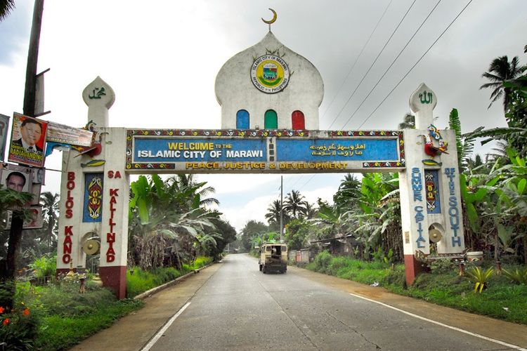 Gerbang Marawi City, ibu kota provinsi Lanao del Sur, Filipina.