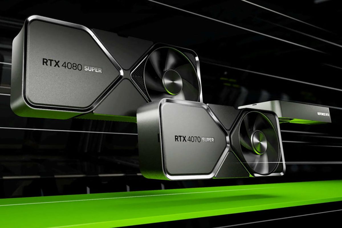 Ilustrasi lini kartu grafis GeForce RTX 40 Super