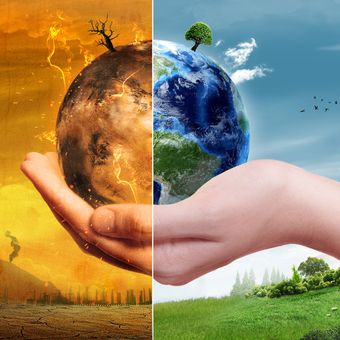 Ilustrasi menjaga keseimbangan alam. Perubahan iklim