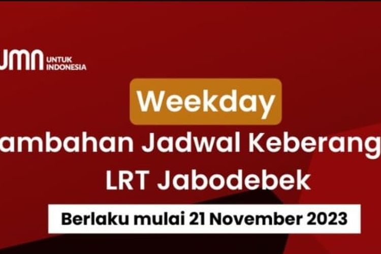 Jadwal Terbaru LRT Jabodebek Mulai 1 Desember 2023