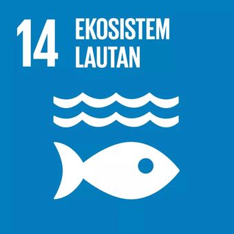 Logo tujuan 14 Sustainable Development Goals (SDGs) ekosistem lautan.