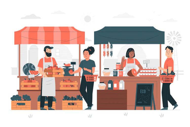 Ilustrasi jual beli di pasar