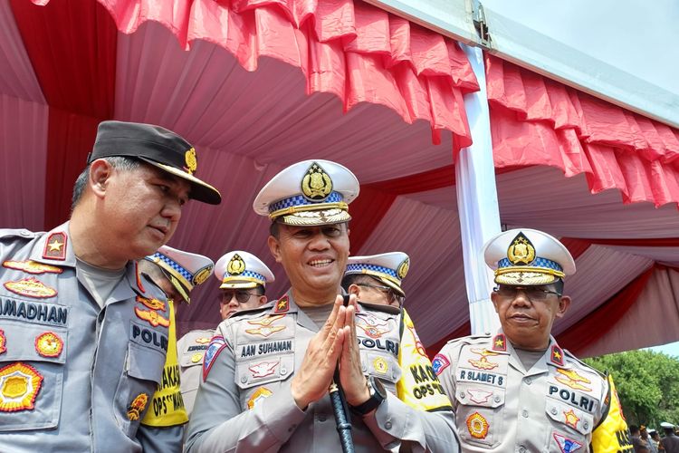 Kepala Korps Lalu Lintas (Kakorlantas) Brigjen Aan Suhanan di Lapangan Silang Monas, Jakarta, Kamis (21/12/2023).