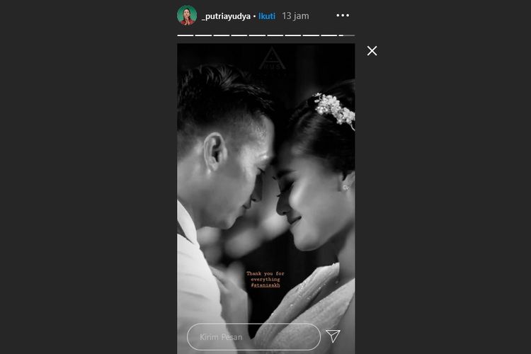 Artis Putri Ayudya mengunggah foto bersama penyanyi Stan Isakh di Instagram story. 