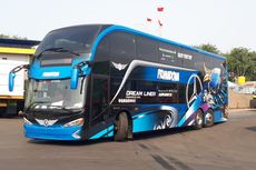 Bus Tronton Bermanuver dengan Ban Belakang Ikut Berputar