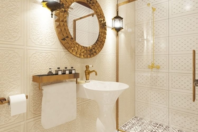 ilustrasi kamar mandi rustic