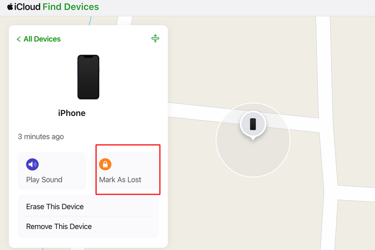 Ilustrasi cara melacak iPhone dalam kondisi offline di Find My.