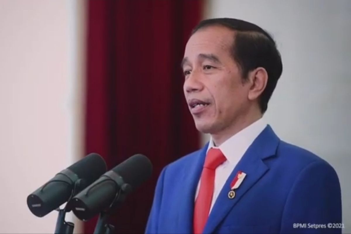 Tangkapan layar Presiden Joko Widodo saat hadir secara virtual dalam Dies Natalis ke-58 Universitas Brawijaya (UB), Selasa, 5/1/2020).