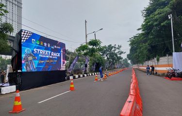 Lintasan street race di Ancol, Jakarta Utara, Minggu (16/1/2022).