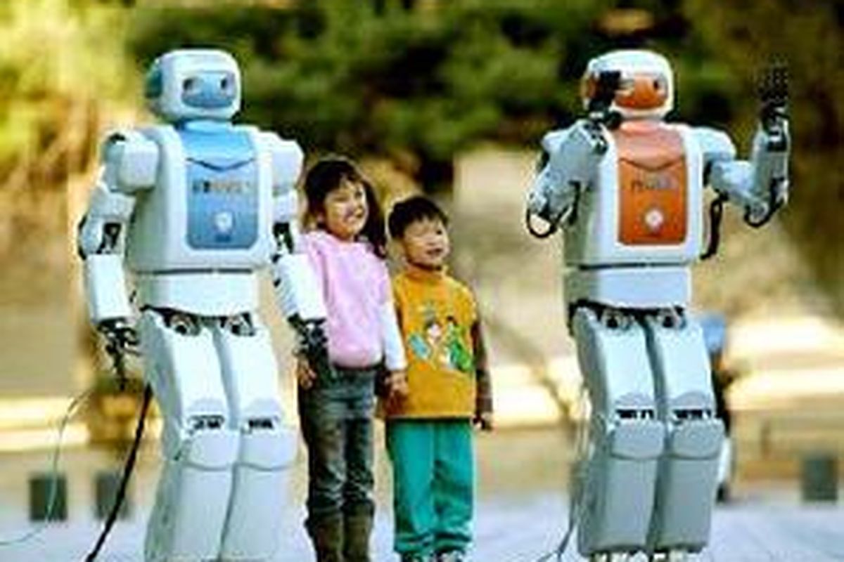 Mahru dan Ahra, robot kembar yang dikembangkan Korea Selatan.