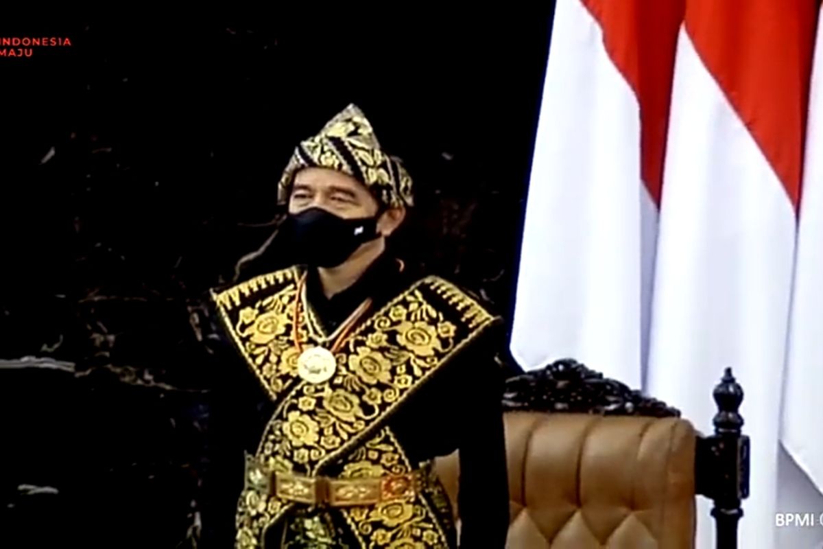 Presiden Joko Widodo menghadiri sidang tahunan MPR, di Kompleks Parlemen, Senayan, Jakarta, Jumat (14/8/2020) pagi. 