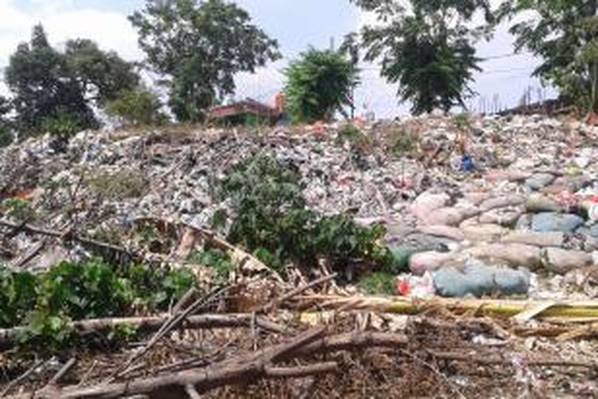 Kondisi sampah di tepi Sungai Cipinang, tepatnya di Jalan H Hum, Kampung Rambutan, Ciracas, Jakarta Timur. Gambar diambil pada Selasa (4/11/2014).