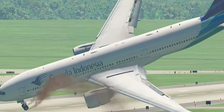 Garuda indonesia flight crash landing